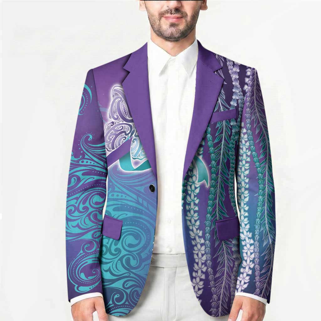 Suicide Prevention Awareness Blazer Maile Pikake Lokelani Crown Flower Lei Inspired LT9 - Polynesian Pride