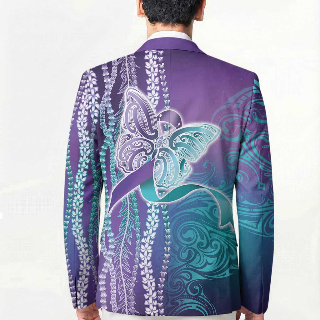 Suicide Prevention Awareness Blazer Maile Pikake Lokelani Crown Flower Lei Inspired LT9 - Polynesian Pride