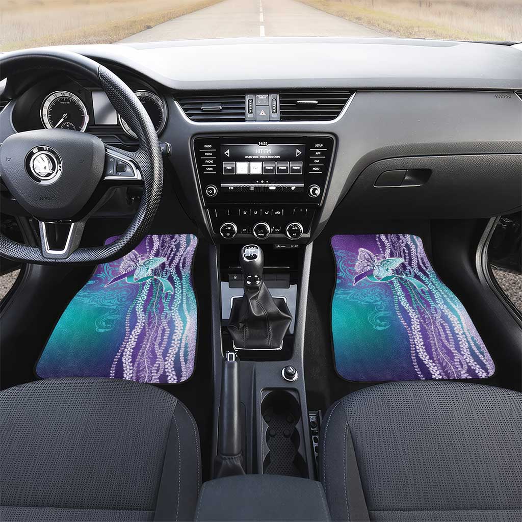 Suicide Prevention Awareness Car Mats Maile Pikake Lokelani Crown Flower Lei Inspired LT9 Set 2pcs - Front Multicolor - Polynesian Pride