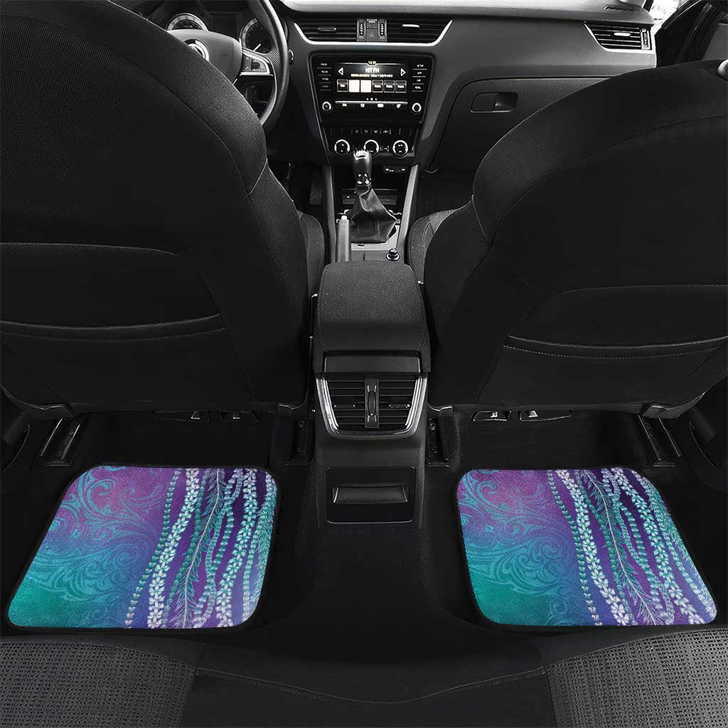 Suicide Prevention Awareness Car Mats Maile Pikake Lokelani Crown Flower Lei Inspired LT9 Set 2pcs - Back Multicolor - Polynesian Pride