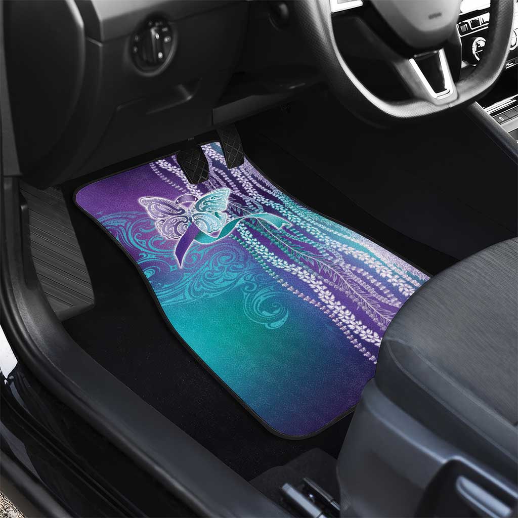 Suicide Prevention Awareness Car Mats Maile Pikake Lokelani Crown Flower Lei Inspired LT9 - Polynesian Pride