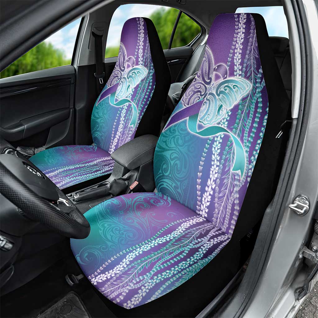 Suicide Prevention Awareness Car Seat Cover Maile Pikake Lokelani Crown Flower Lei Inspired