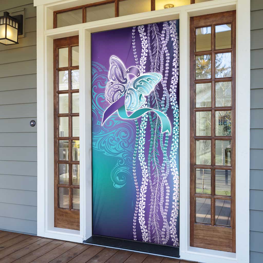 Suicide Prevention Awareness Door Cover Maile Pikake Lokelani Crown Flower Lei Inspired