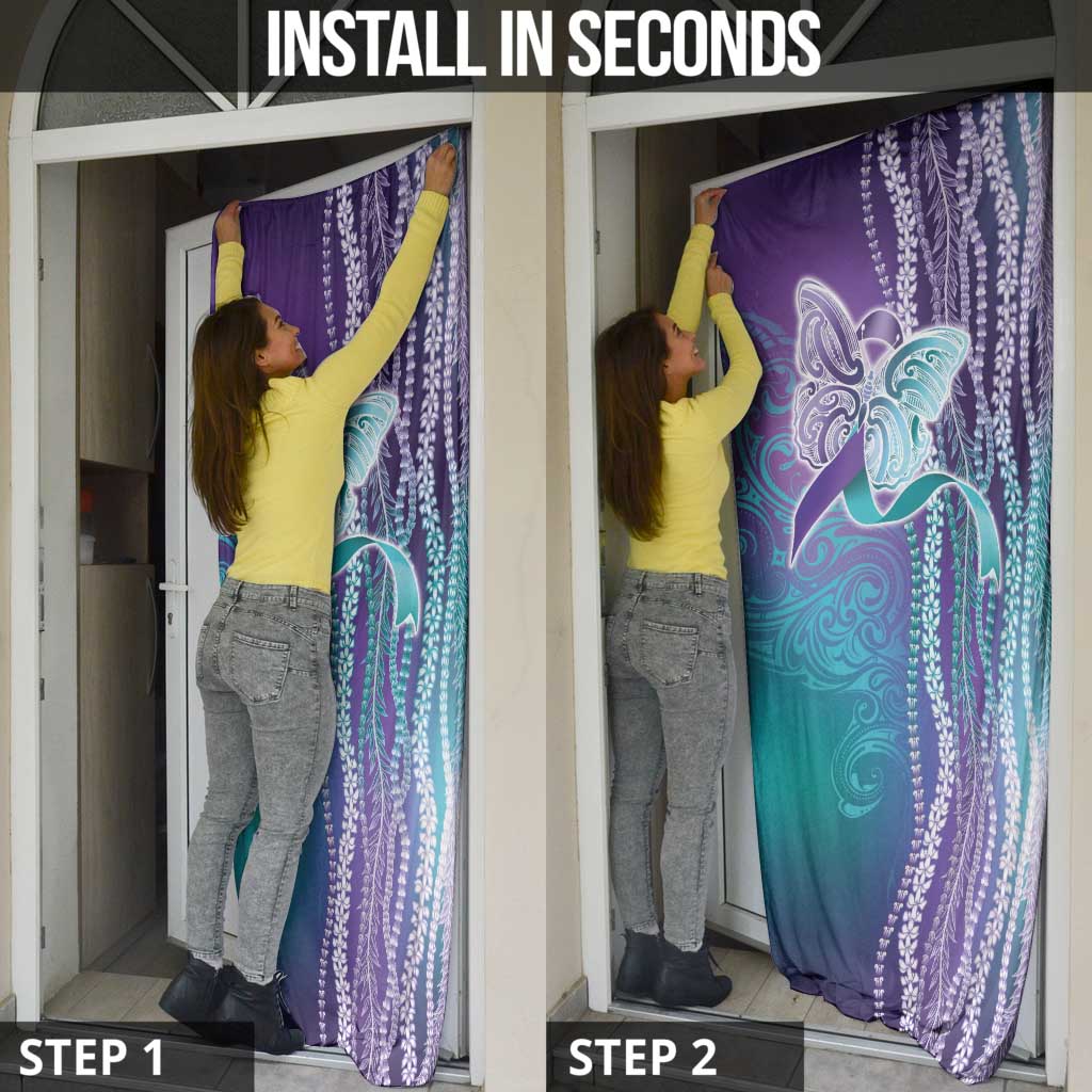 Suicide Prevention Awareness Door Cover Maile Pikake Lokelani Crown Flower Lei Inspired