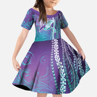 Suicide Prevention Awareness Family Matching Long Sleeve Bodycon Dress and Hawaiian Shirt Maile Pikake Lokelani Crown Flower Lei Inspired LT9 Daughter's Dress Multicolor - Polynesian Pride