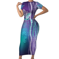 Suicide Prevention Awareness Family Matching Short Sleeve Bodycon Dress and Hawaiian Shirt Maile Pikake Lokelani Crown Flower Lei Inspired LT9 Mom's Dress Multicolor - Polynesian Pride