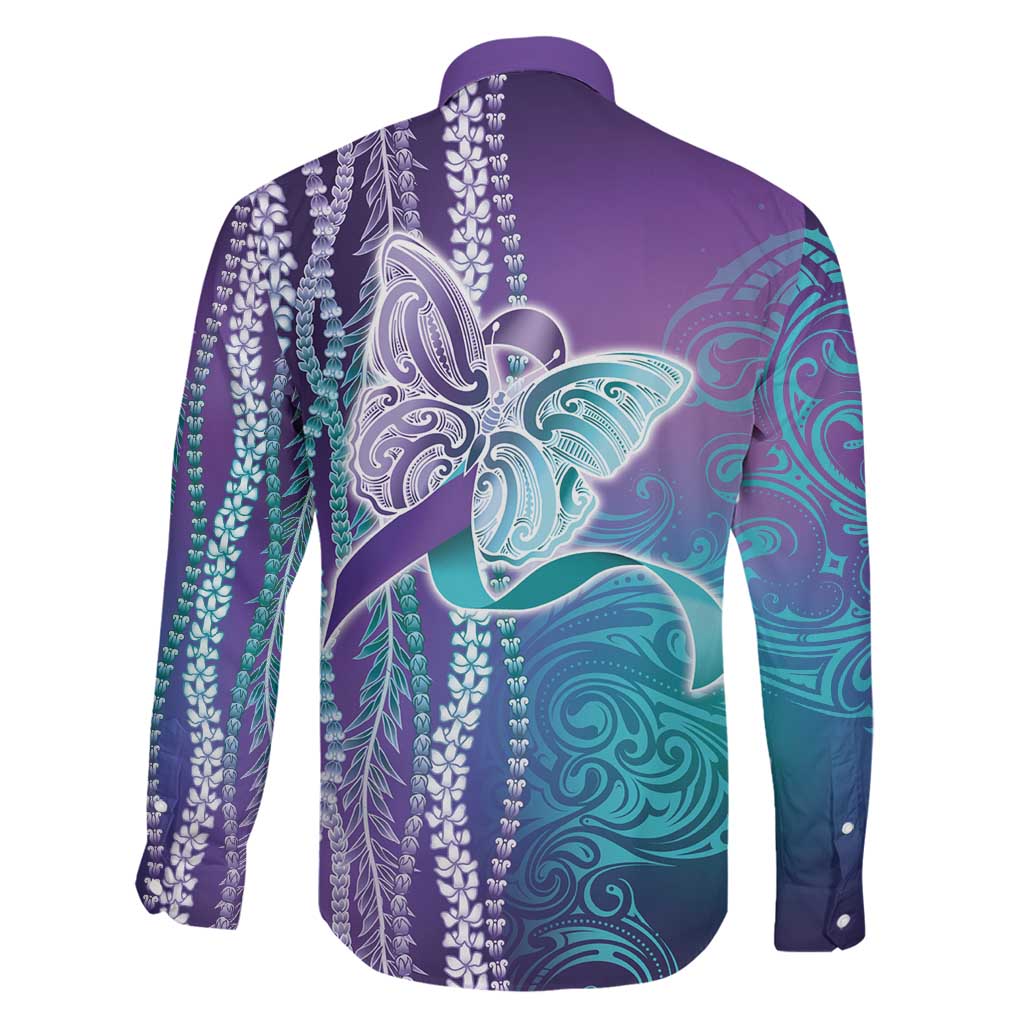 Suicide Prevention Awareness Family Matching Summer Maxi Dress and Hawaiian Shirt Maile Pikake Lokelani Crown Flower Lei Inspired LT9 - Polynesian Pride