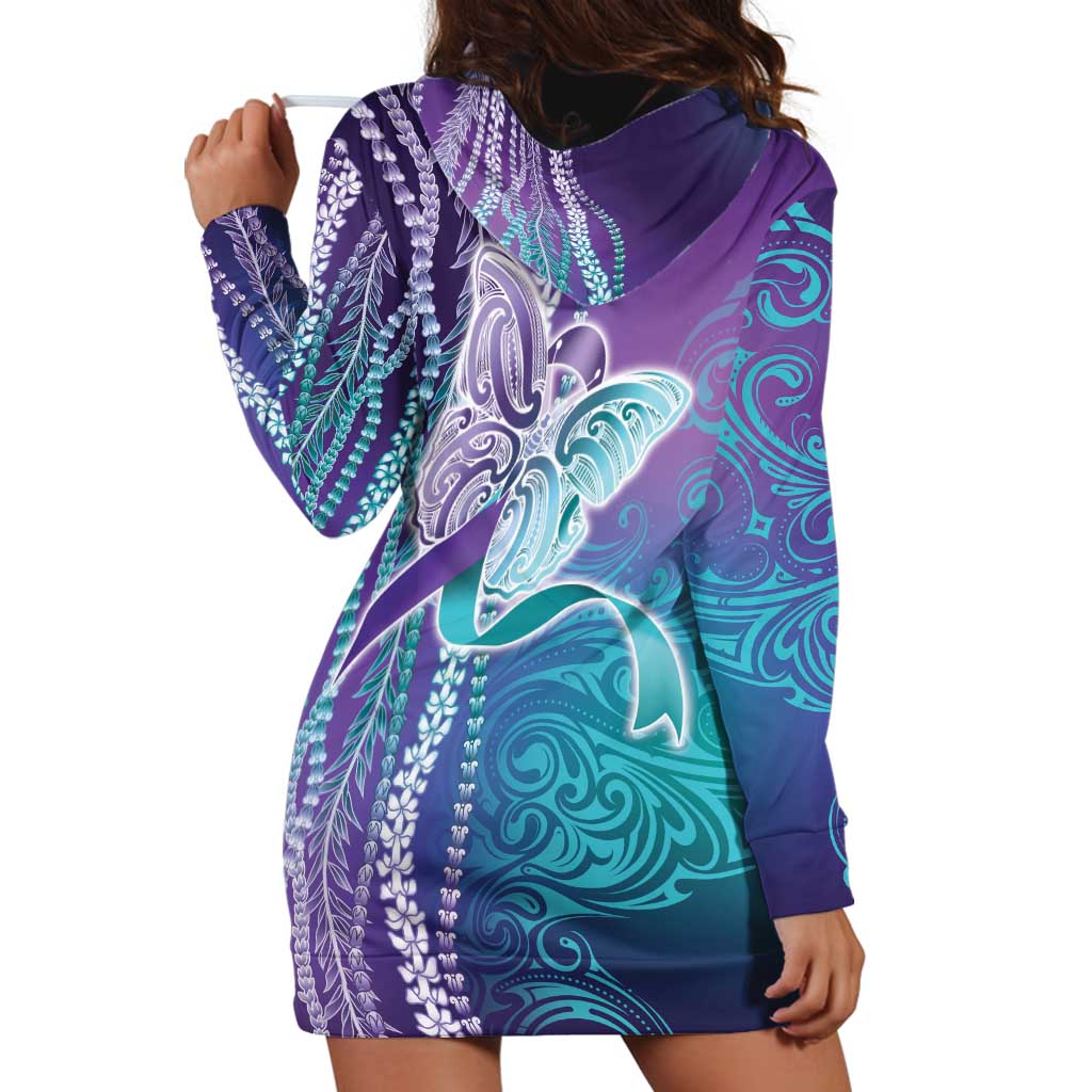 Suicide Prevention Awareness Hoodie Dress Maile Pikake Lokelani Crown Flower Lei Inspired LT9 - Polynesian Pride