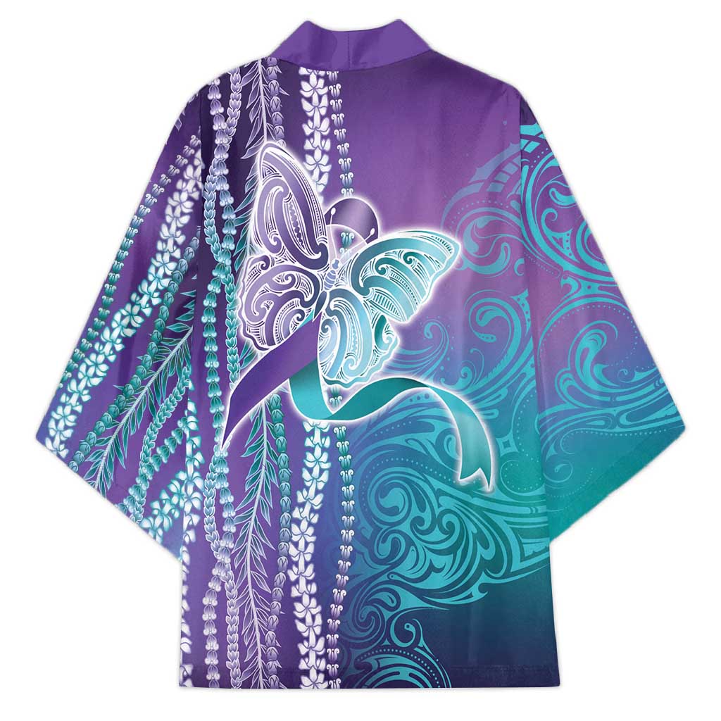 Suicide Prevention Awareness Kimono Maile Pikake Lokelani Crown Flower Lei Inspired