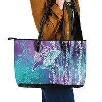 Suicide Prevention Awareness Leather Tote Bag Maile Pikake Lokelani Crown Flower Lei Inspired