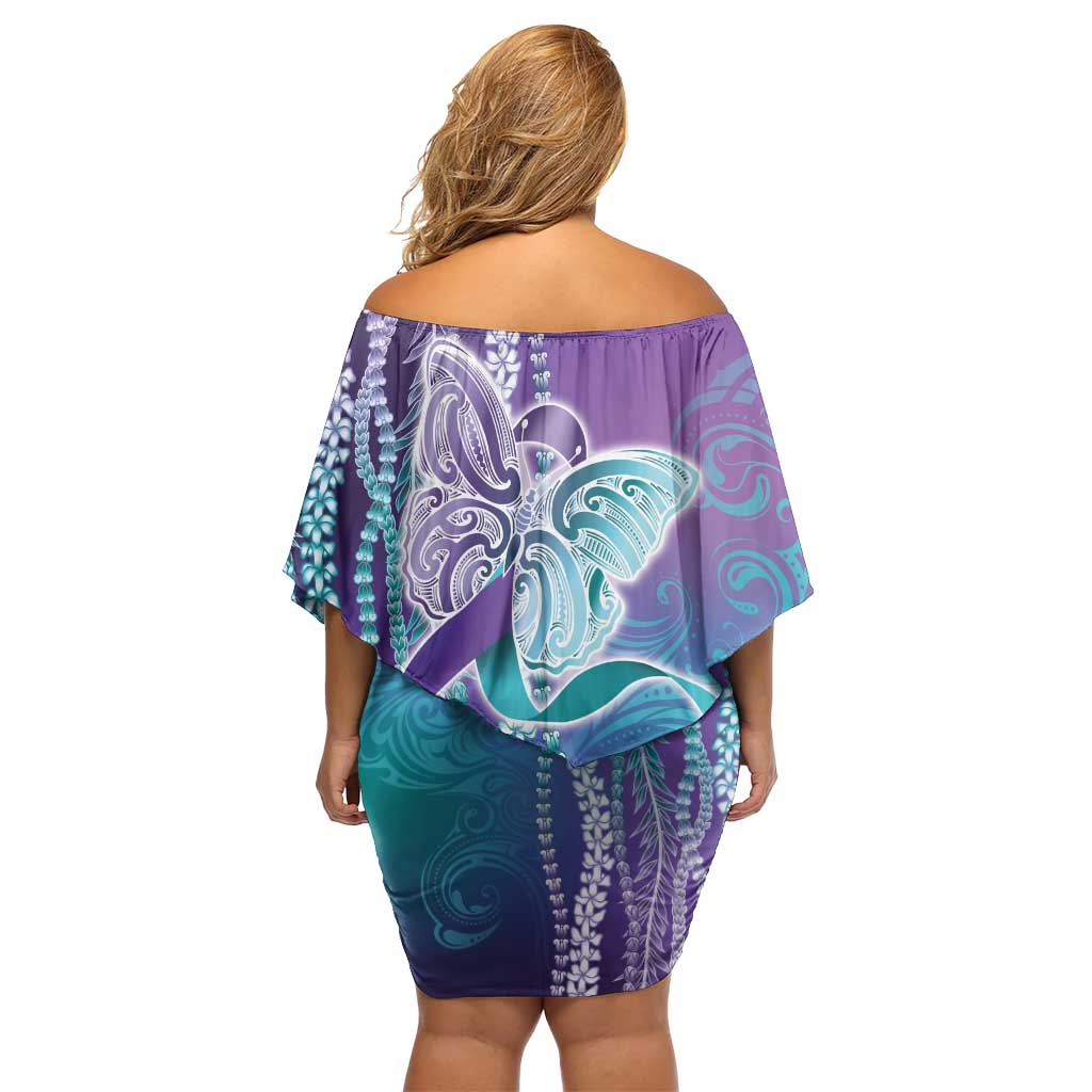 Suicide Prevention Awareness Off Shoulder Short Dress Maile Pikake Lokelani Crown Flower Lei Inspired