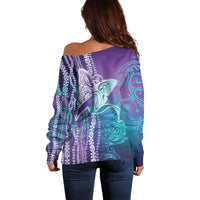 Suicide Prevention Awareness Off Shoulder Sweater Maile Pikake Lokelani Crown Flower Lei Inspired LT9 - Polynesian Pride