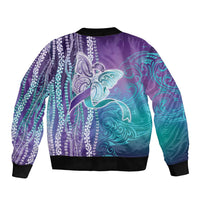 Suicide Prevention Awareness Sleeve Zip Bomber Jacket Maile Pikake Lokelani Crown Flower Lei Inspired LT9 - Polynesian Pride