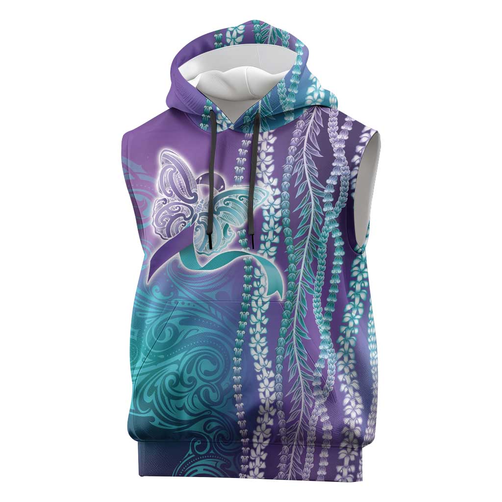 Suicide Prevention Awareness Sleeveless Hoodie Maile Pikake Lokelani Crown Flower Lei Inspired LT9 Multicolor - Polynesian Pride