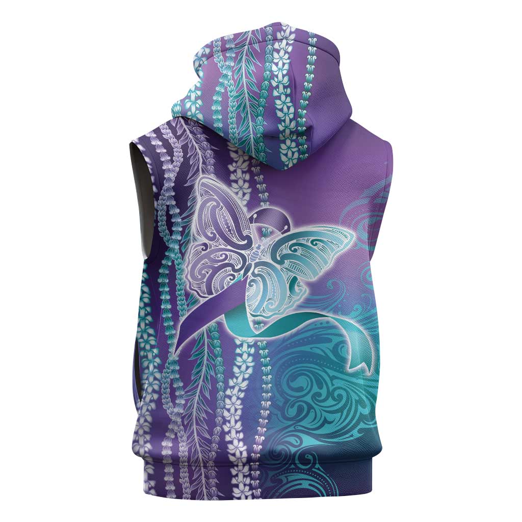 Suicide Prevention Awareness Sleeveless Hoodie Maile Pikake Lokelani Crown Flower Lei Inspired LT9 - Polynesian Pride