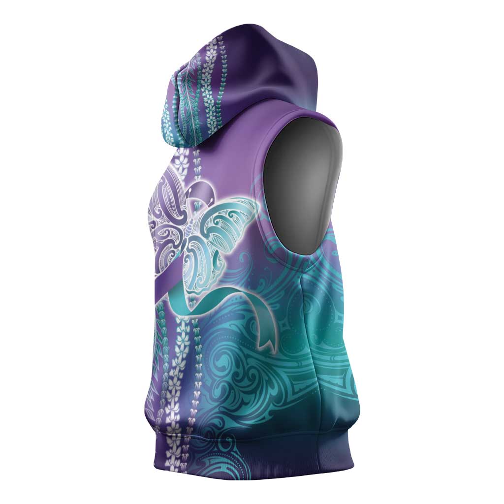 Suicide Prevention Awareness Sleeveless Hoodie Maile Pikake Lokelani Crown Flower Lei Inspired LT9 - Polynesian Pride
