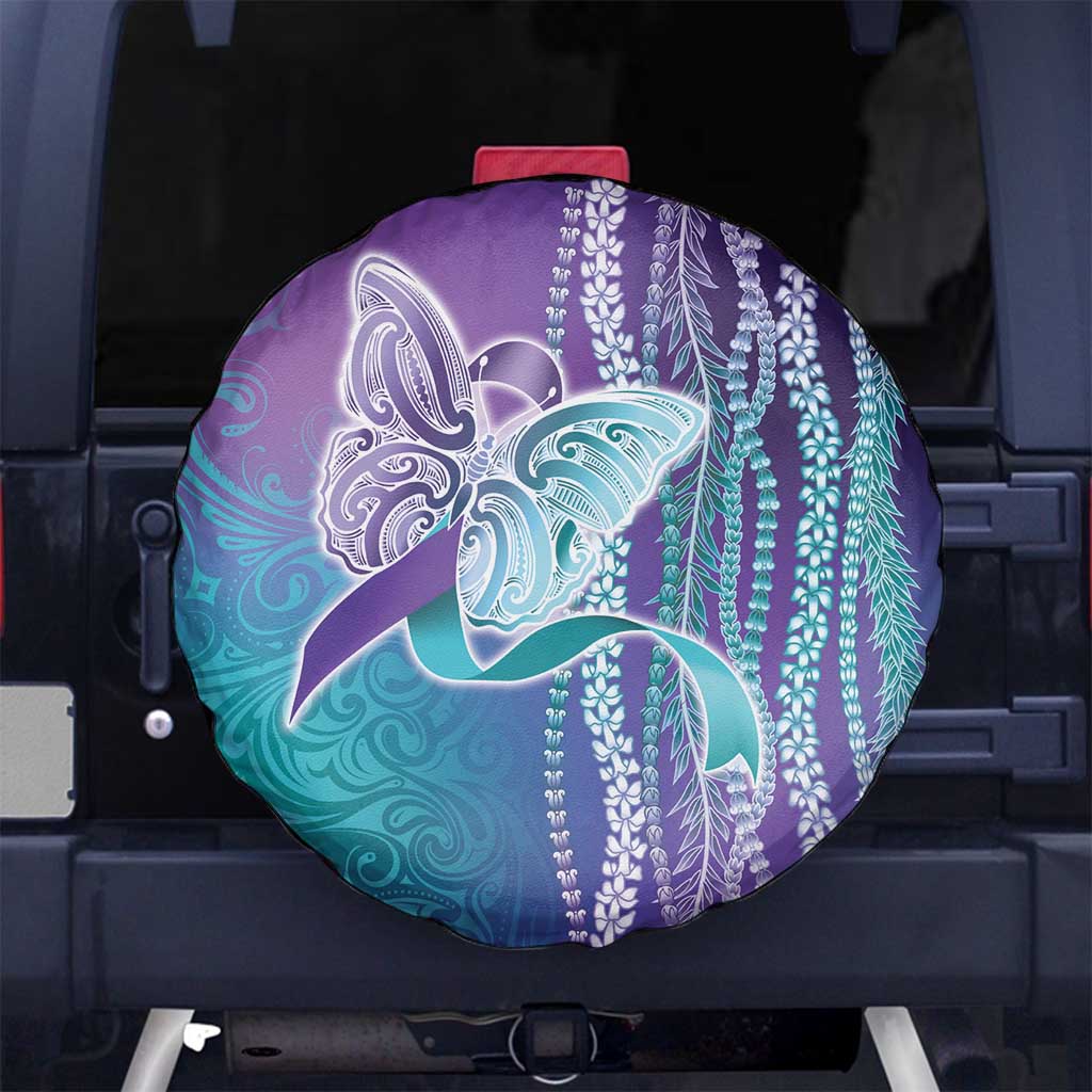 Suicide Prevention Awareness Spare Tire Cover Maile Pikake Lokelani Crown Flower Lei Inspired LT9 No hole Multicolor - Polynesian Pride