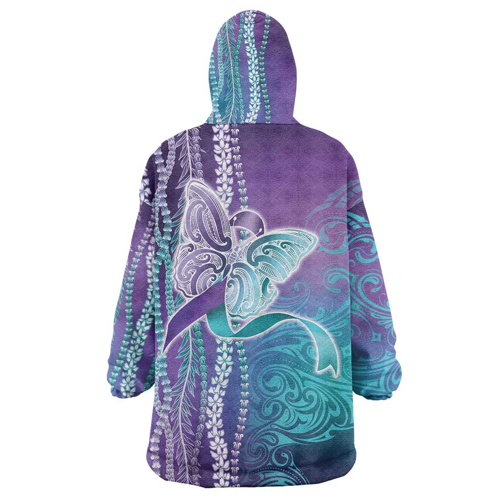 Suicide Prevention Awareness Wearable Blanket Hoodie Maile Pikake Lokelani Crown Flower Lei Inspired LT9 - Polynesian Pride