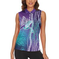 Suicide Prevention Awareness Women Sleeveless Polo Shirt Maile Pikake Lokelani Crown Flower Lei Inspired LT9 - Polynesian Pride