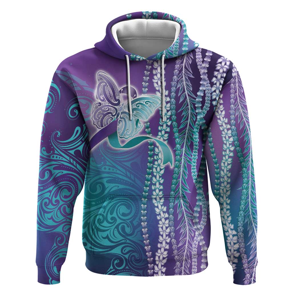 Suicide Prevention Awareness Zip Hoodie Maile Pikake Lokelani Crown Flower Lei Inspired