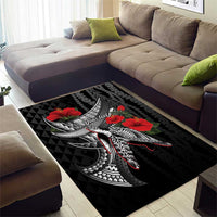 Hawaiian Honu Personalized Area Rug Black Tribal Hook Pattern LT9 - Polynesian Pride