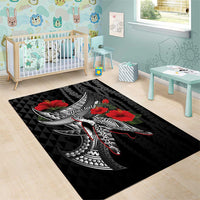 Hawaiian Honu Personalized Area Rug Black Tribal Hook Pattern LT9 - Polynesian Pride