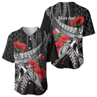 Hawaiian Honu Personalized Baseball Jersey Black Tribal Hook Pattern