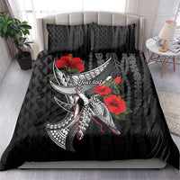 Hawaiian Honu Personalized Bedding Set Black Tribal Hook Pattern