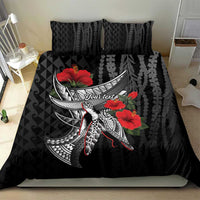 Hawaiian Honu Personalized Bedding Set Black Tribal Hook Pattern