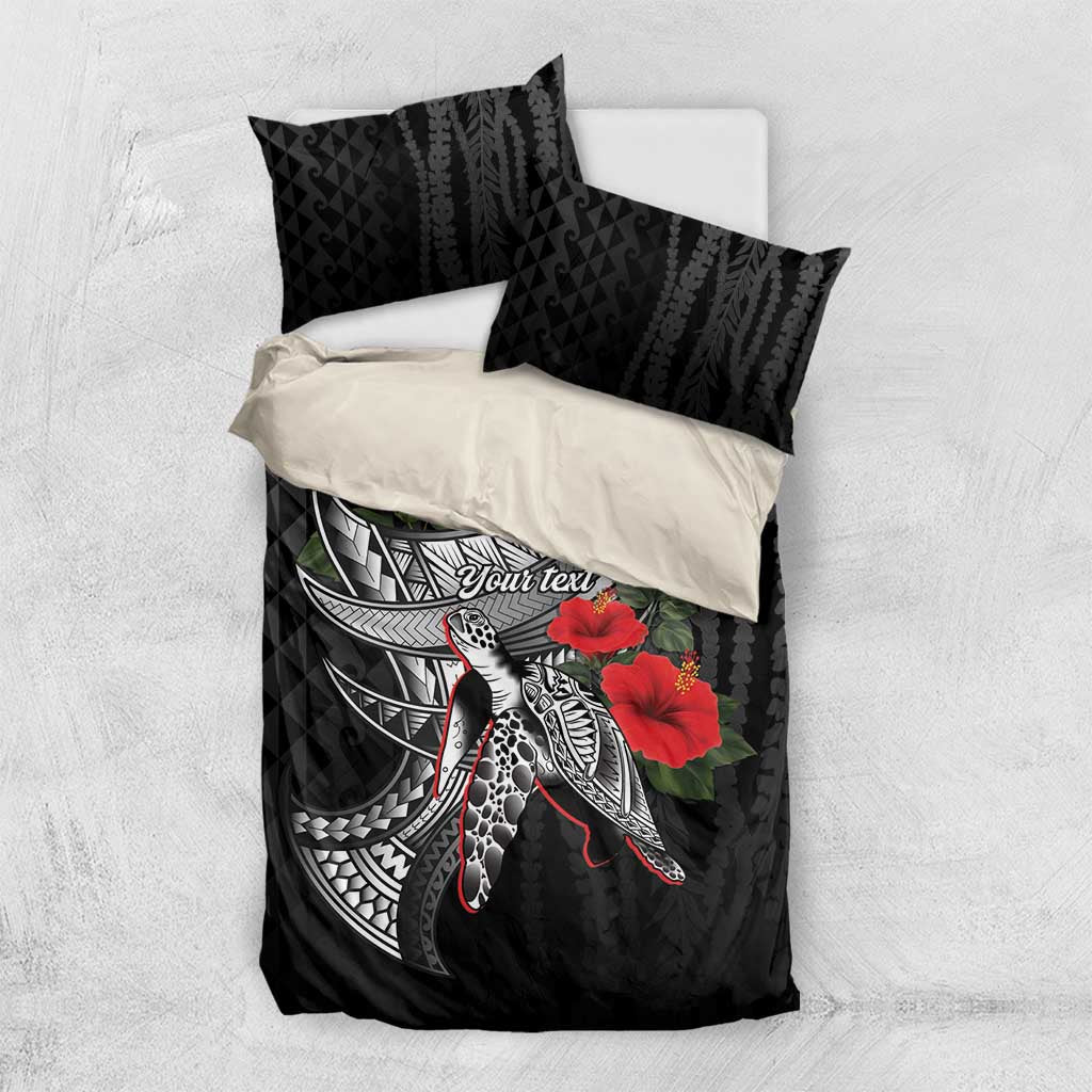 Hawaiian Honu Personalized Bedding Set Black Tribal Hook Pattern