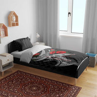 Hawaiian Honu Personalized Bedding Set Black Tribal Hook Pattern
