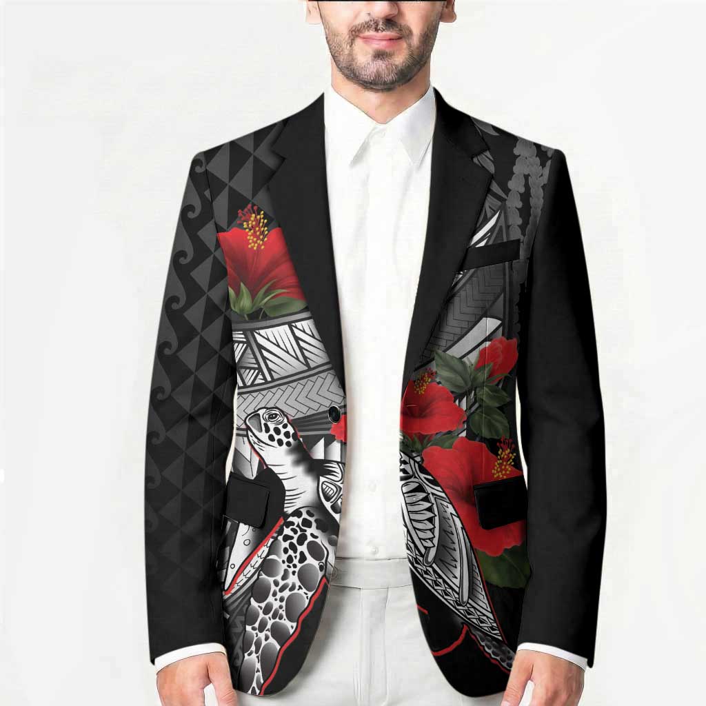 Hawaiian Honu Personalized Blazer Black Tribal Hook Pattern