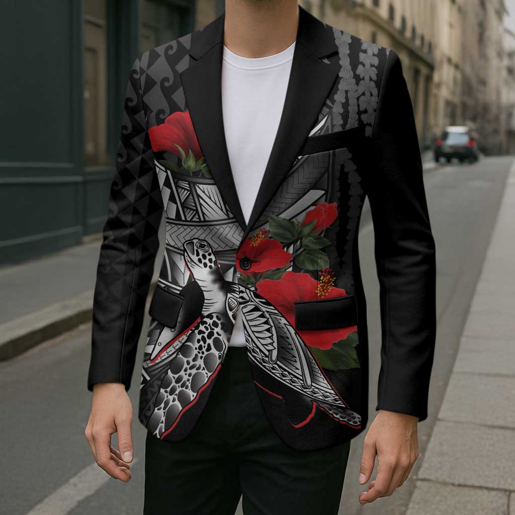 Hawaiian Honu Personalized Blazer Black Tribal Hook Pattern