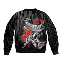 Hawaiian Honu Personalized Bomber Jacket Black Tribal Hook Pattern LT9 - Polynesian Pride