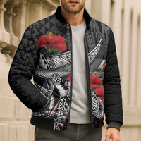 Hawaiian Honu Personalized Bomber Puffer Jacket Black Tribal Hook Pattern