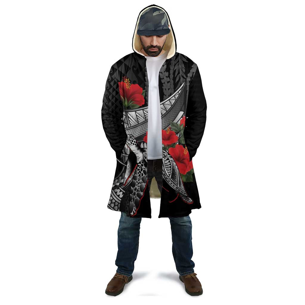 Hawaiian Honu Personalized Cloak Black Tribal Hook Pattern