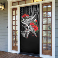 Hawaiian Honu Personalized Door Cover Black Tribal Hook Pattern