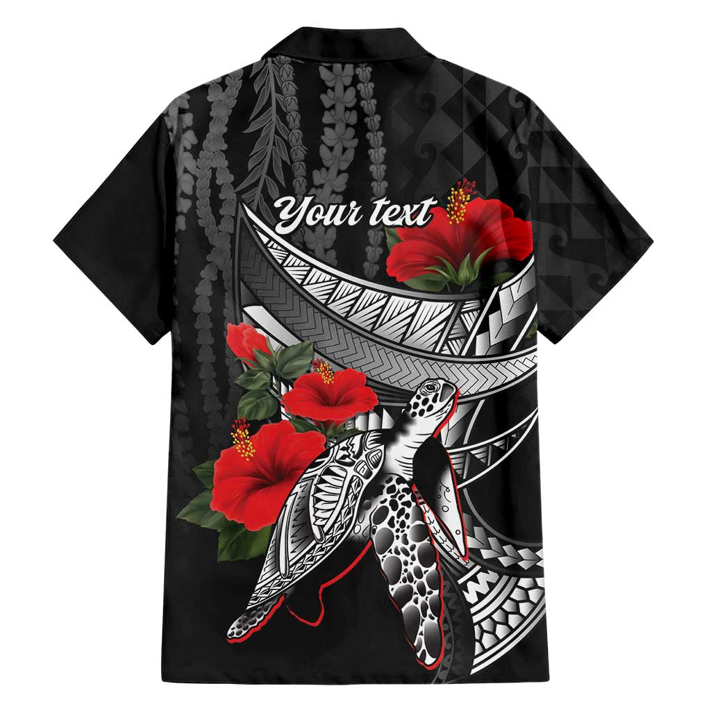 Hawaiian Honu Personalized Family Matching Mermaid Dress and Hawaiian Shirt Black Tribal Hook Pattern LT9 - Polynesian Pride
