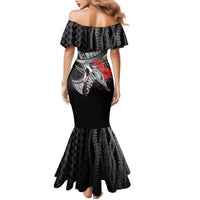 Hawaiian Honu Personalized Family Matching Mermaid Dress and Hawaiian Shirt Black Tribal Hook Pattern LT9 - Polynesian Pride
