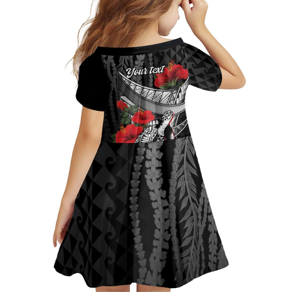 Hawaiian Honu Personalized Family Matching Summer Maxi Dress and Hawaiian Shirt Black Tribal Hook Pattern