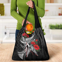 Hawaiian Honu Personalized Grocery Bag Black Tribal Hook Pattern