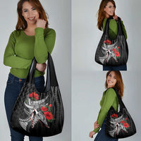 Hawaiian Honu Personalized Grocery Bag Black Tribal Hook Pattern