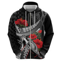 Hawaiian Honu Personalized Hoodie Black Tribal Hook Pattern LT9 - Polynesian Pride
