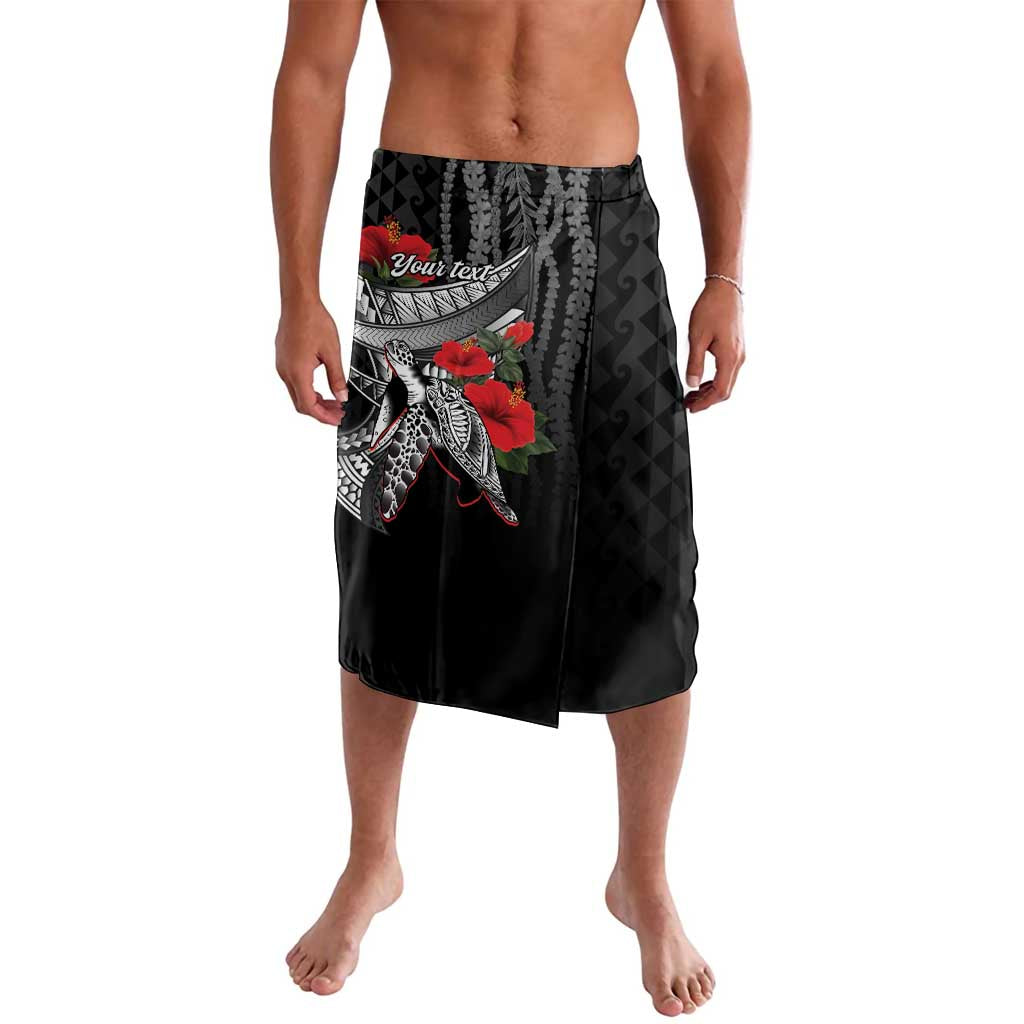 Hawaiian Honu Personalized Lavalava Black Tribal Hook Pattern