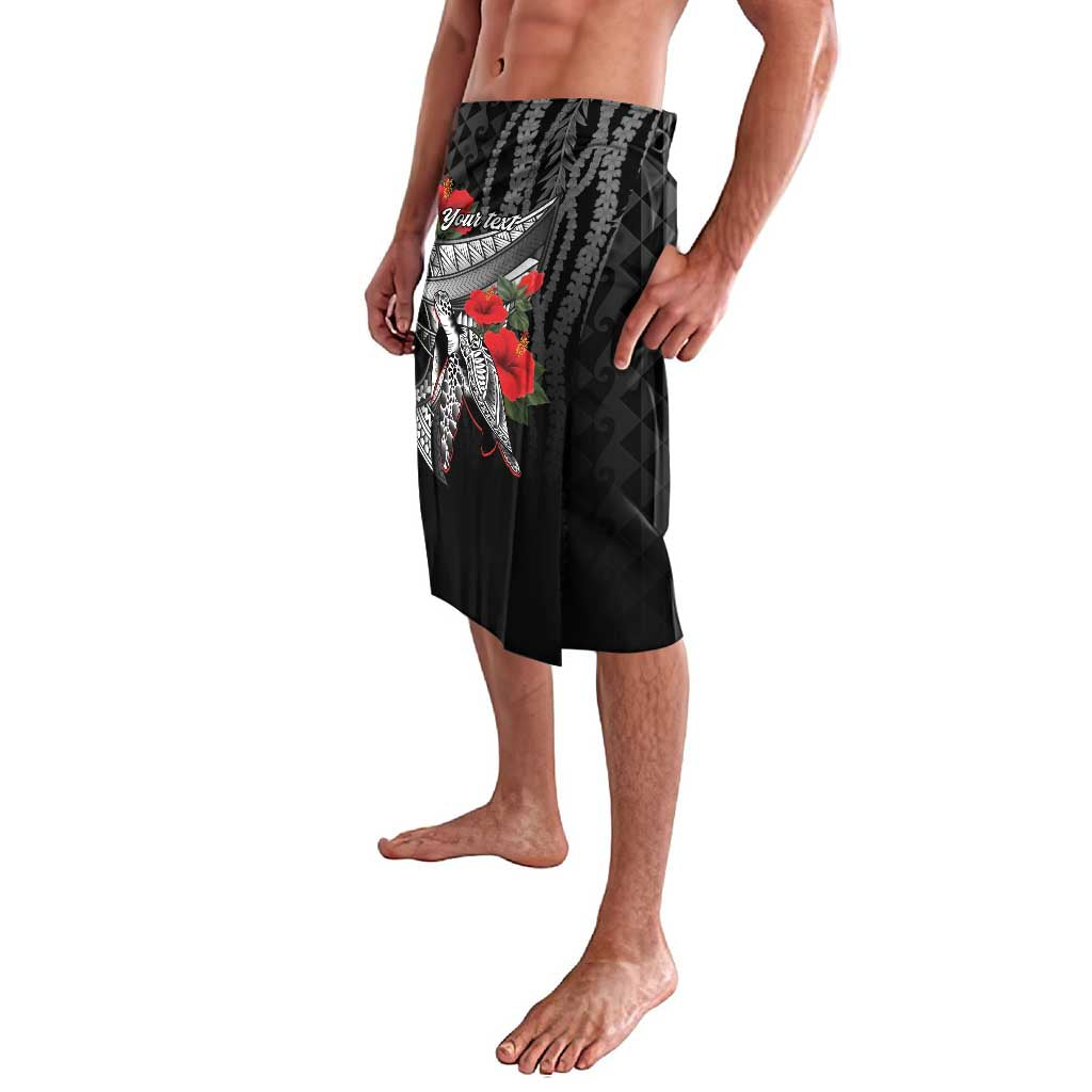 Hawaiian Honu Personalized Lavalava Black Tribal Hook Pattern