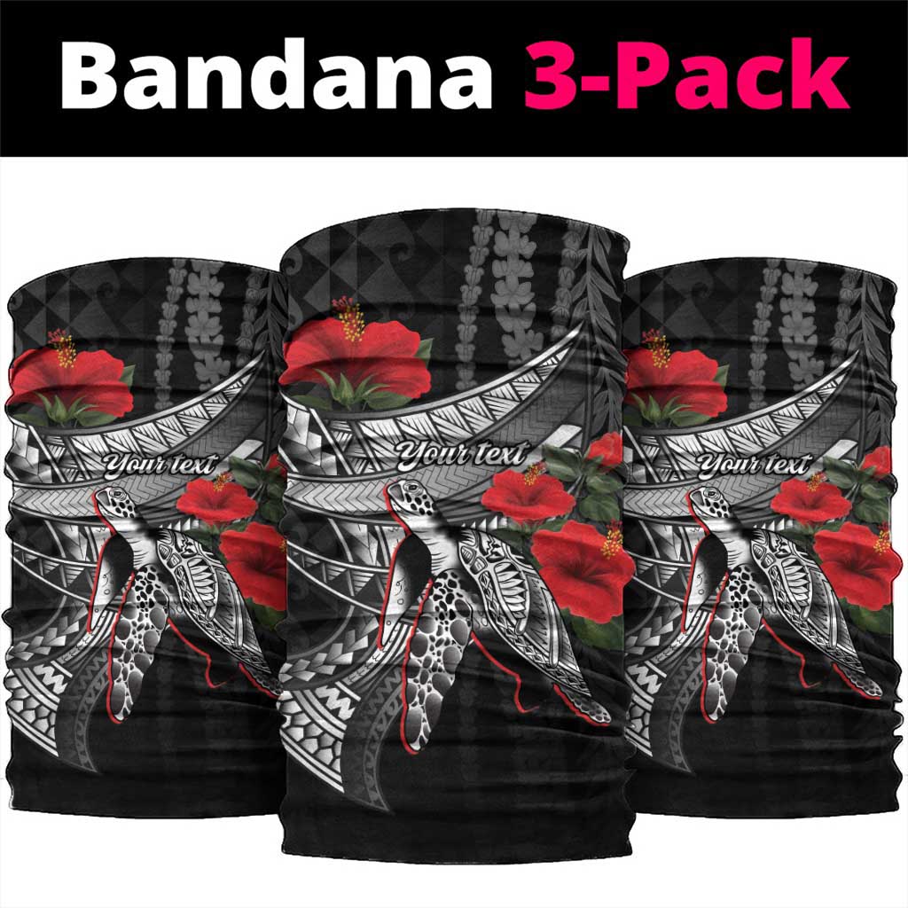 Hawaiian Honu Personalized Neck Gaiter Black Tribal Hook Pattern LT9 package One Size: 25*50cm Black - Polynesian Pride