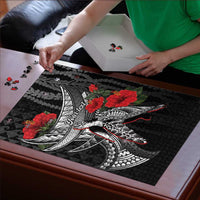 Hawaiian Honu Personalized Puzzle Black Tribal Hook Pattern