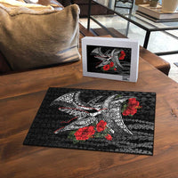 Hawaiian Honu Personalized Puzzle Black Tribal Hook Pattern