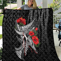 Hawaiian Honu Personalized Quilt Black Tribal Hook Pattern