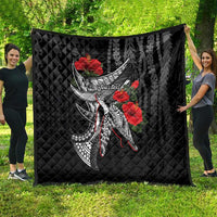 Hawaiian Honu Personalized Quilt Black Tribal Hook Pattern